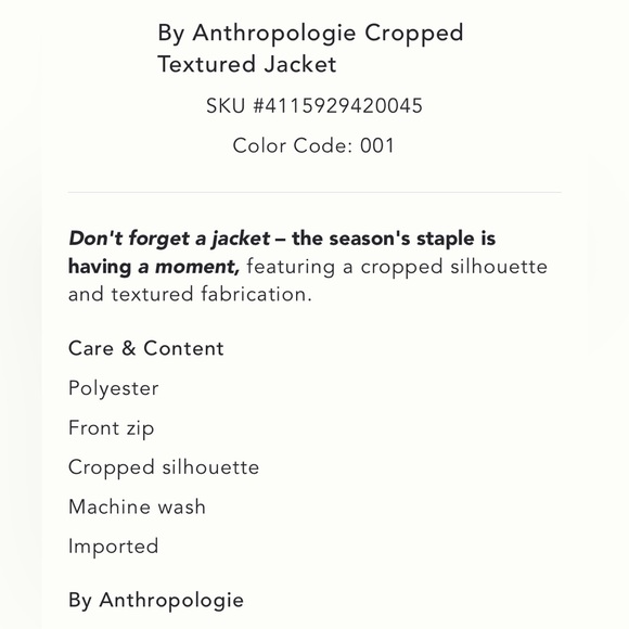 NWOT Cropped Textured Jacket - Picture 3 of 10